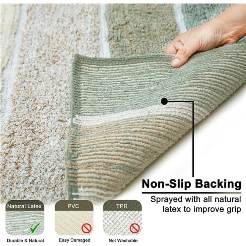 Cordural Stripes Bath Mat, Set of 2 Bath Rugs (17 Inches x24 Inches & 21 Inches)
